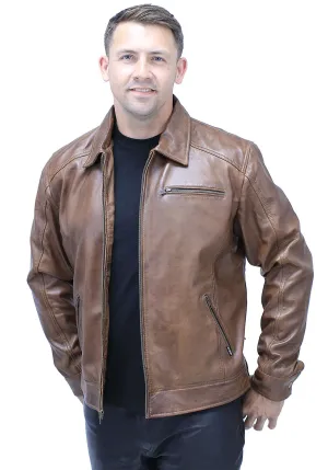 1950's Brown Distressed Leather Jacket w/CC Pockets #MA1957GN