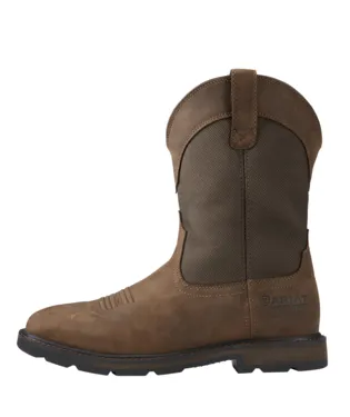 Ariat Boots, 10 inch Groundbreaker Wide Square Toe Waterproof Steel Toe Work Boot 10015196 PALM BROWN