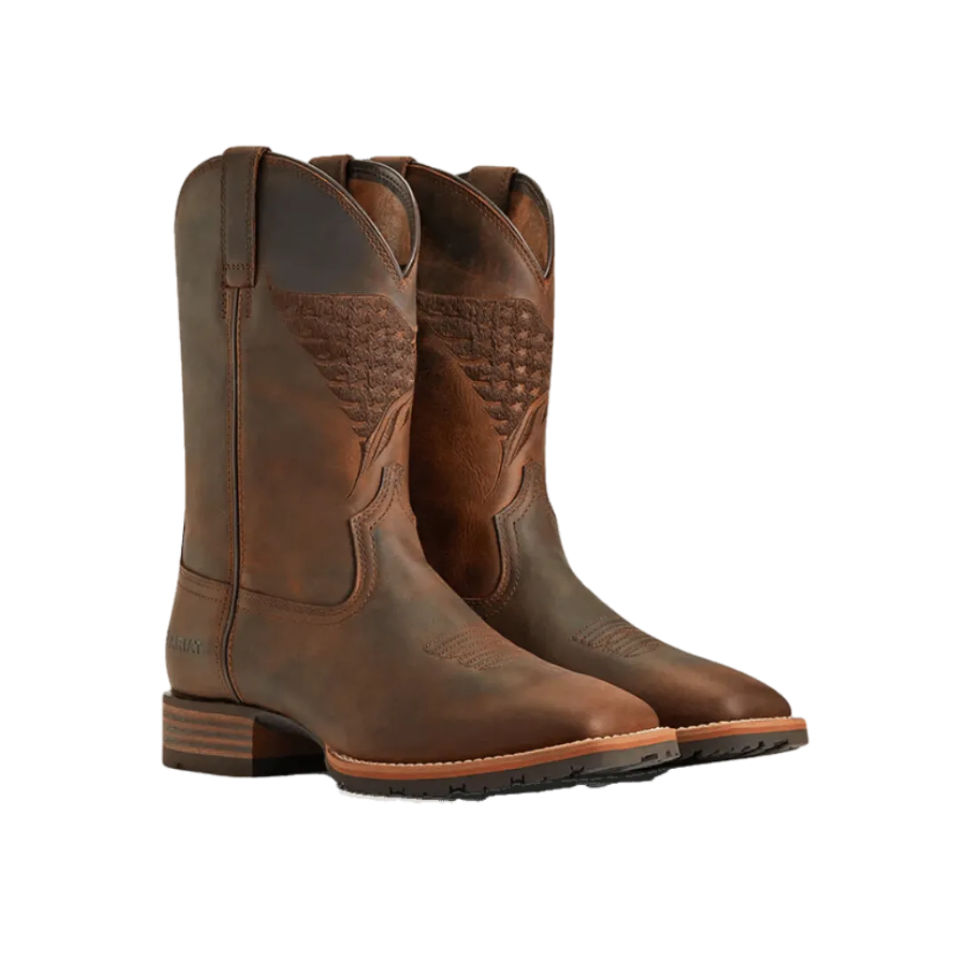 Ariat Men's Hybrid Fly High Distressed Brown Square Toe Boot