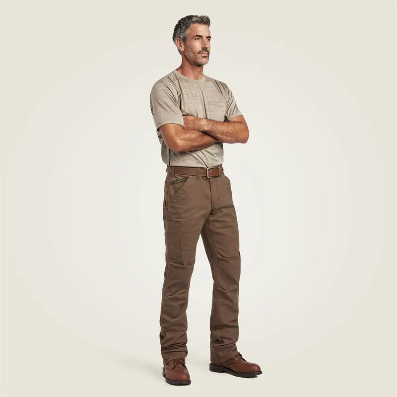 Ariat Men's Rebar M5 Straight DuraStretch Washed Twill Dungaree Straight Leg Pant in Wren