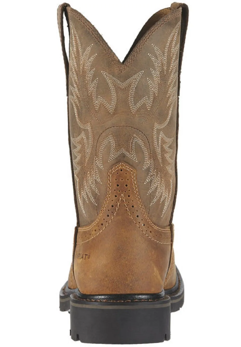 Mens Ariat Sierra Wide Square Toe Western Work Boots - Pull-On Style