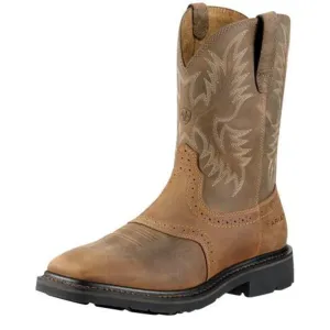 Mens Ariat Sierra Wide Square Toe Western Work Boots - Pull-On Style