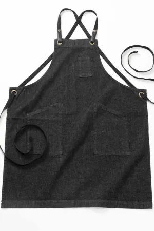 Black Denim Bib Apron (3 Pockets)