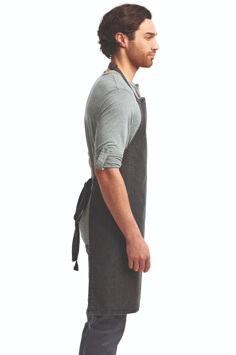 Black Denim Sustainable Bib Apron (No Pockets)