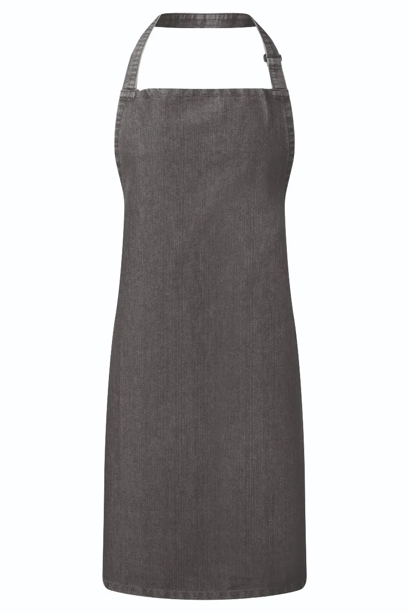 Black Denim Sustainable Bib Apron (No Pockets)