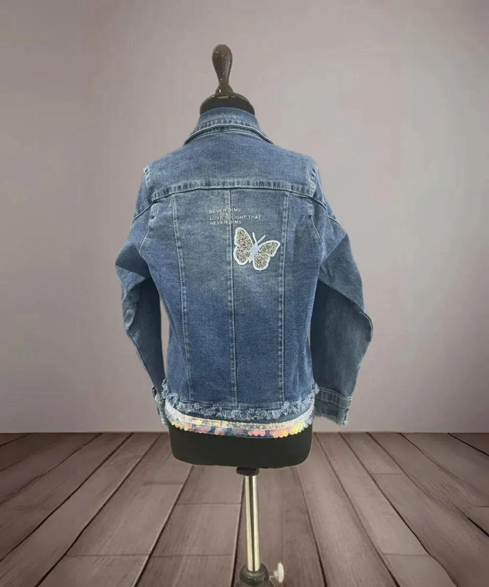 Blue shaded Party Wear Denim Jackets