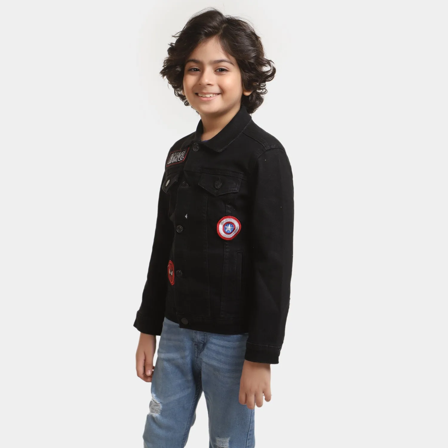 Boys Denim Character Jacket - BLACK