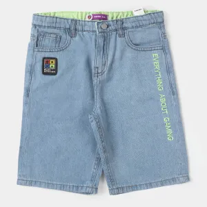 Boys Denim Short Play Station - Ice Blue