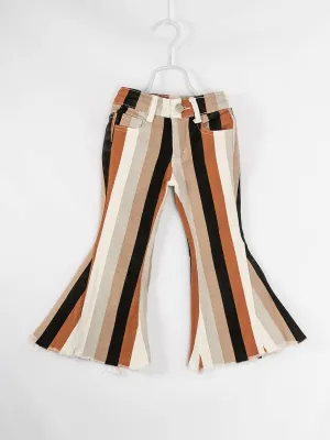 Brown Stripe Girl Denim Bell Pant