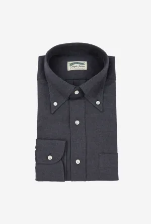 Button Down Sport Shirt Wool-Cotton Grey