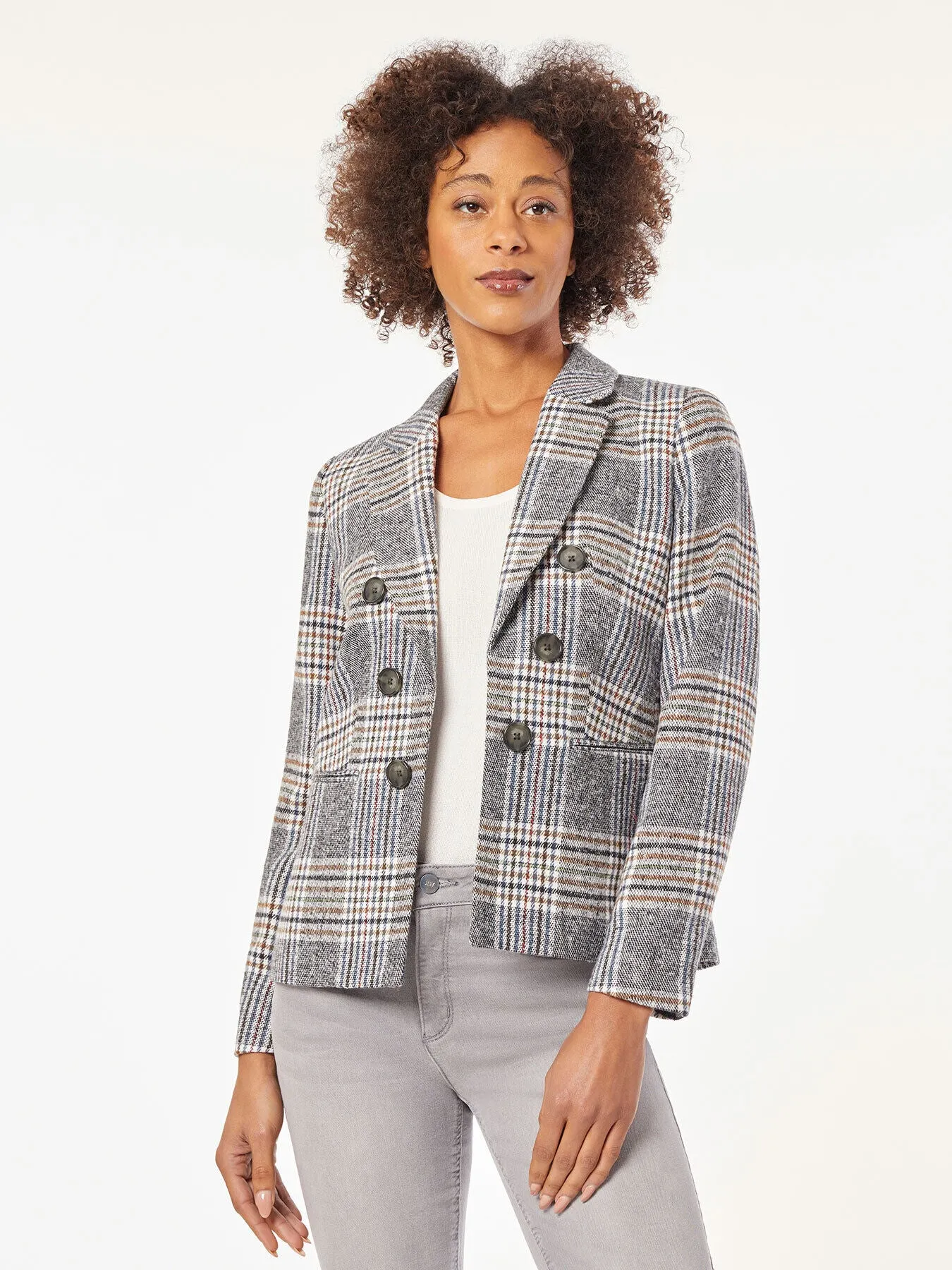 Classic Plaid Double Breasted Jacket