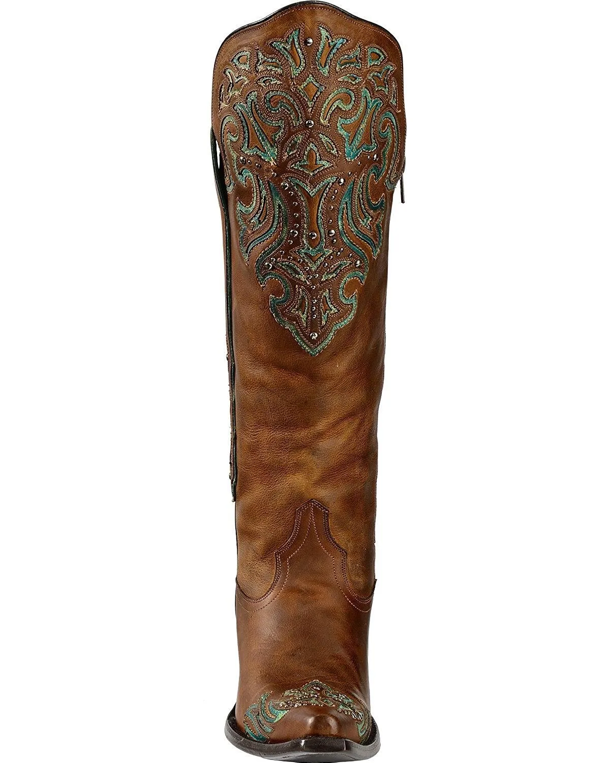 Corral Women's Tall Turquoise Studded Wingtip Cowgirl Boot Round Toe - G1182