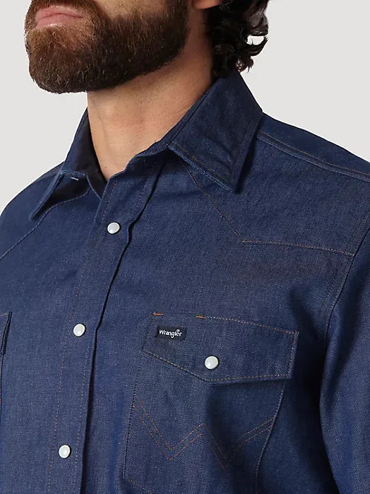 COWBOY CUT® WORK WESTERN RIGID DENIM LONG SLEEVE SHIRT IN RIGID INDIGO | 70127mw