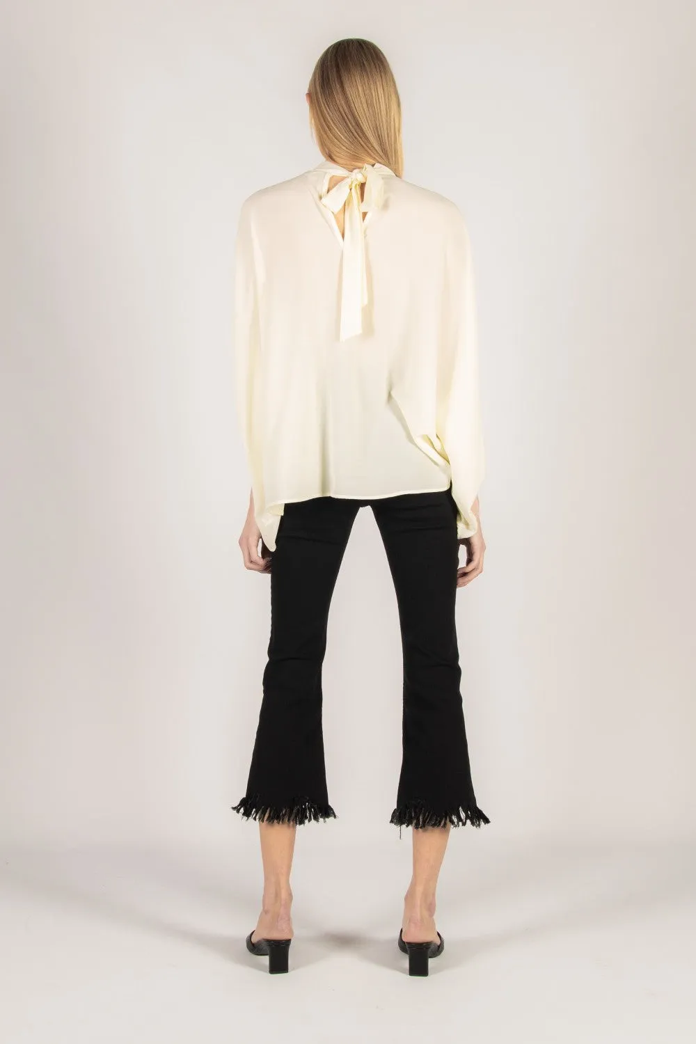 Crepe Mock Neck Top - Cream