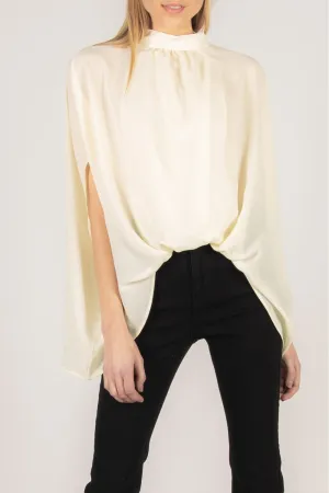 Crepe Mock Neck Top - Cream