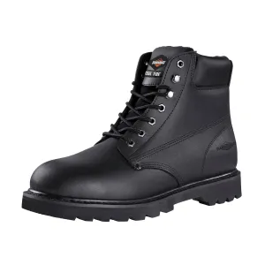 Diamondback Work Boots, 10.5, Medium W, Black, Leather Upper, Lace-Up, Steel Toe, With Lining