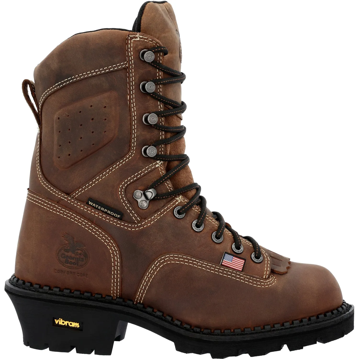 Georgia Mens USA Logger WP Crazy Horse Leather Work Boots