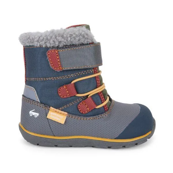 Mens Durable Gilman Waterproof Winter Boots - Stylish Gray/Blue Snow Footwear