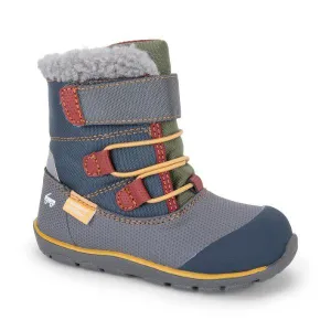 Mens Durable Gilman Waterproof Winter Boots - Stylish Gray/Blue Snow Footwear