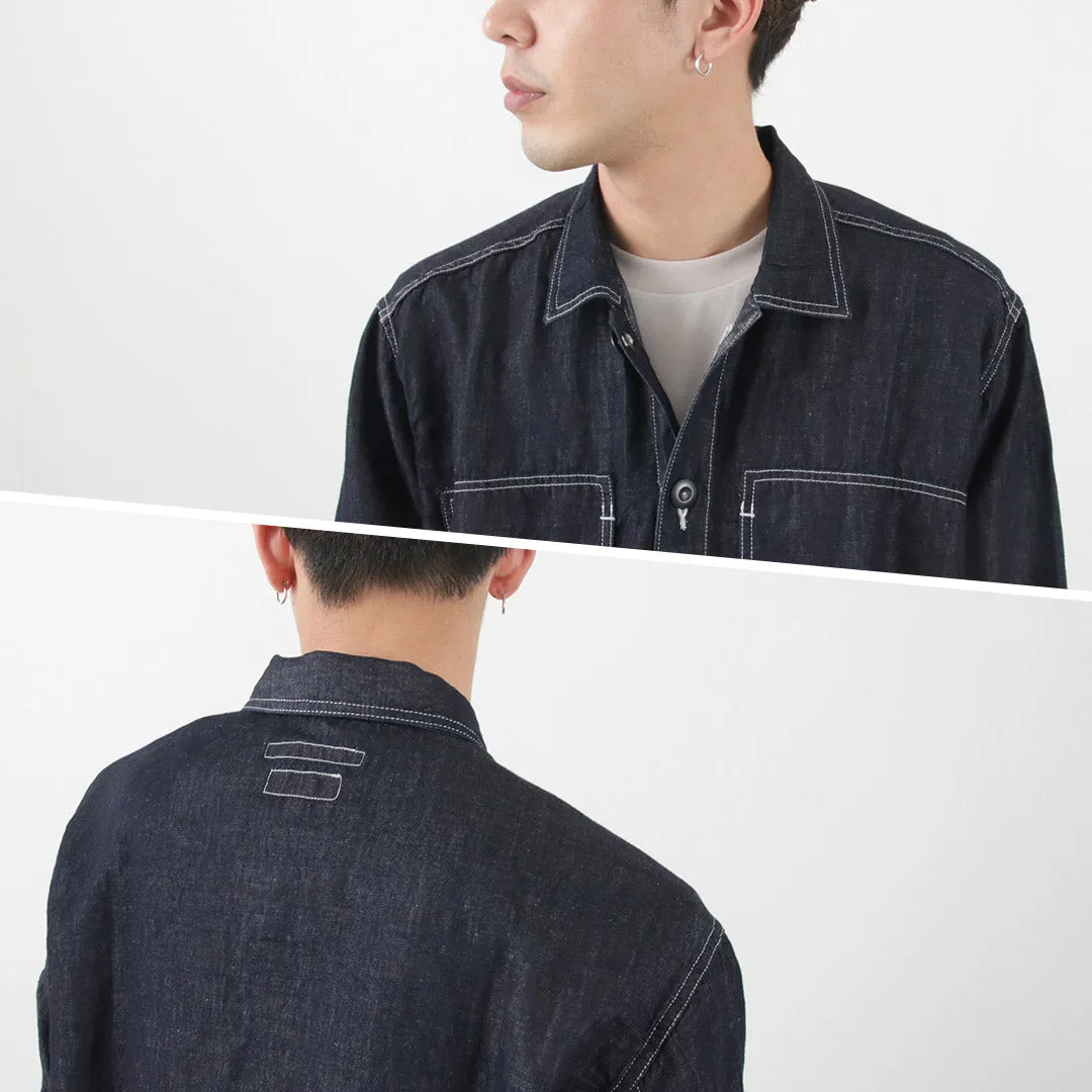 JAPAN BLUE JEANS / Cotton Linen Denim Faux Army Pullover Jacket