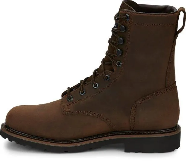 Justin Men's 8" Stampede Drywall Waterproof Brown - Steel Toe