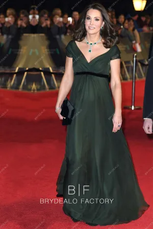 Kate Middleton Army Green V-neck Long Celebrity Maternity Dress