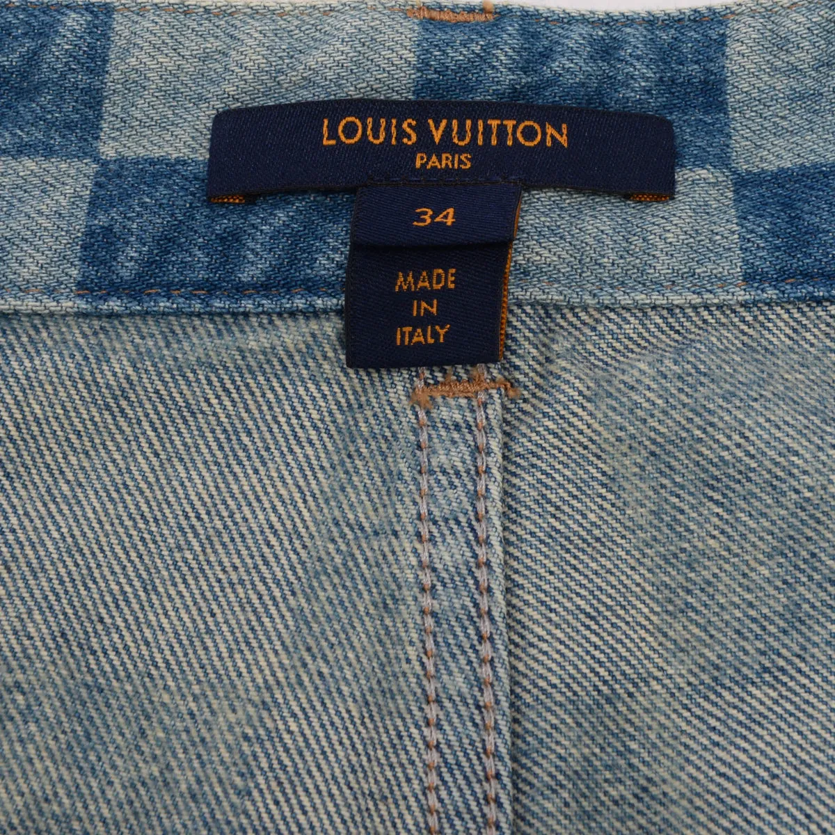 Louis Vuitton Blue Denim Damier Jeans FR 34