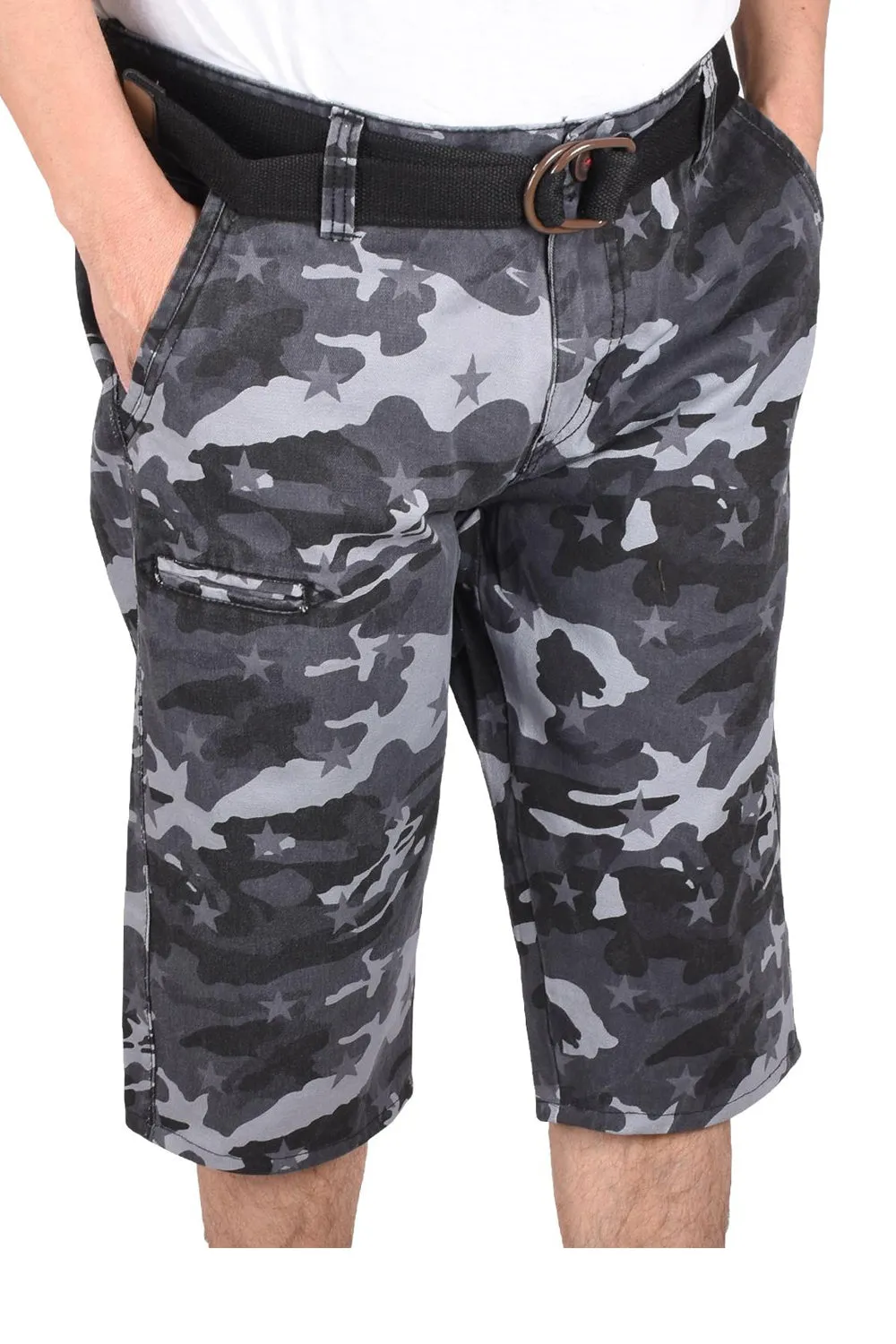 Mens Camouflage Shorts With Belt