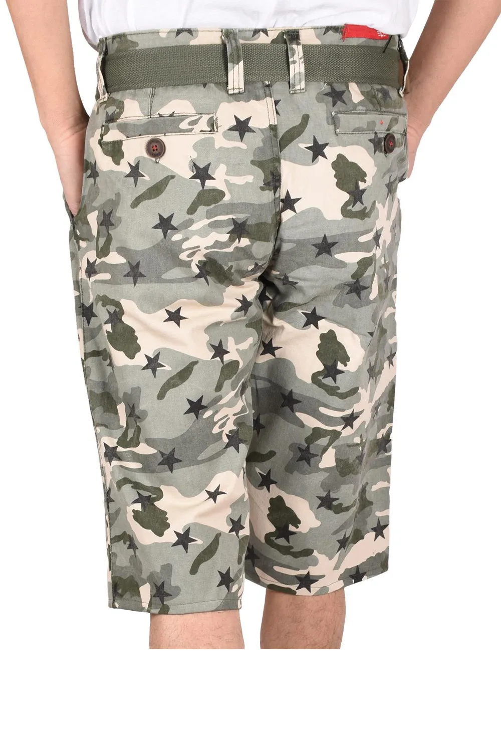 Mens Camouflage Shorts With Belt