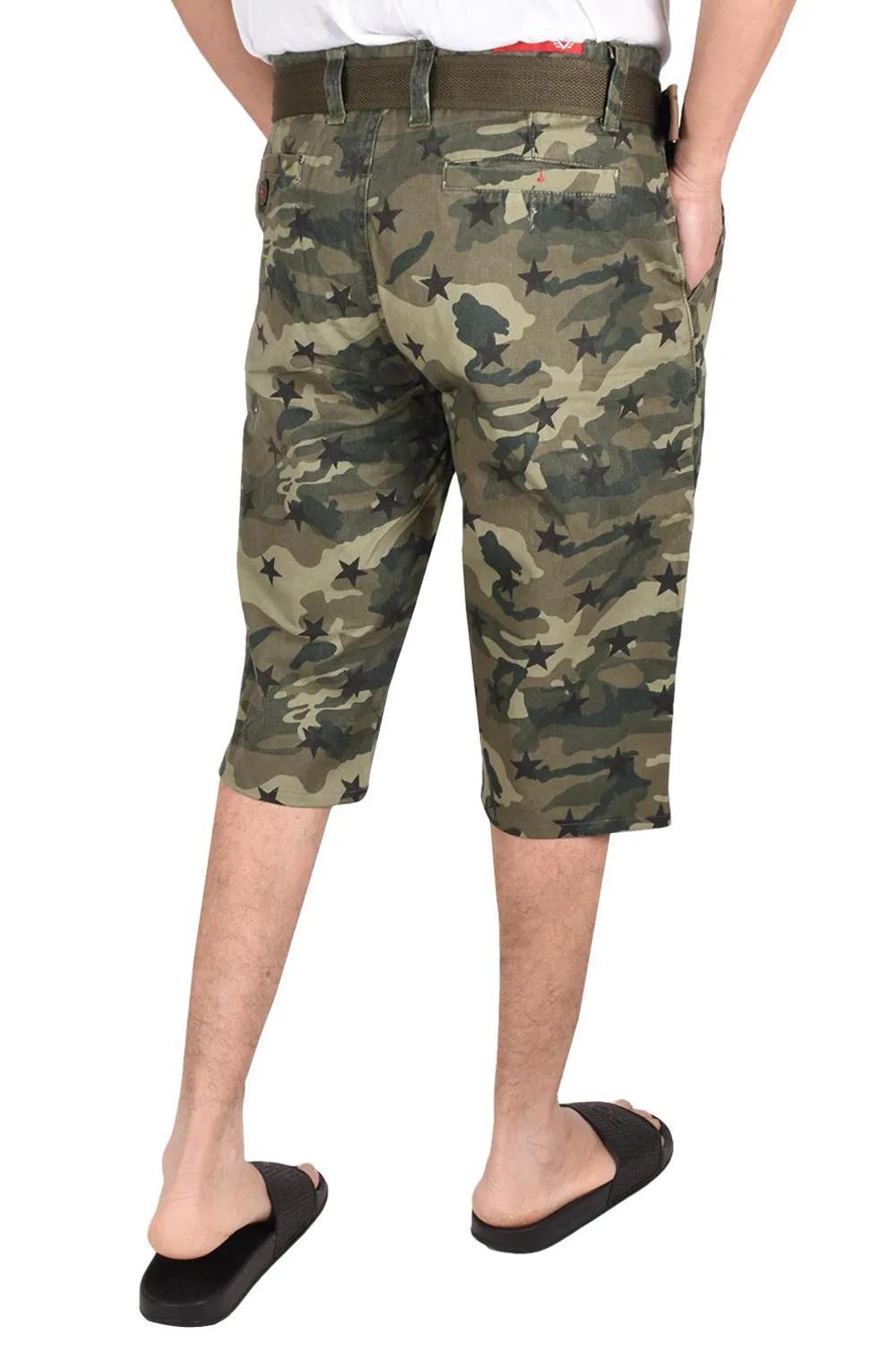 Mens Camouflage Shorts With Belt