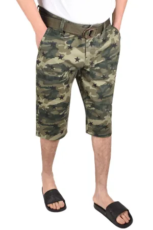 Mens Camouflage Shorts With Belt