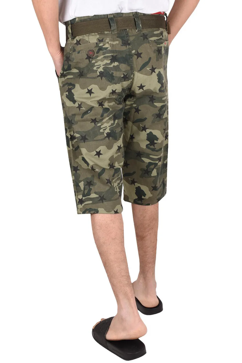 Mens Camouflage Shorts With Belt