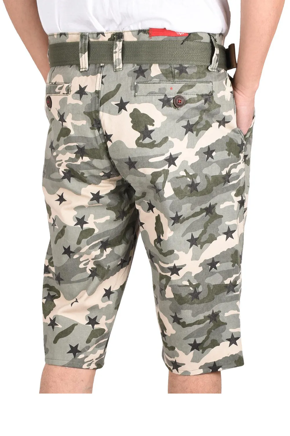 Mens Camouflage Shorts With Belt