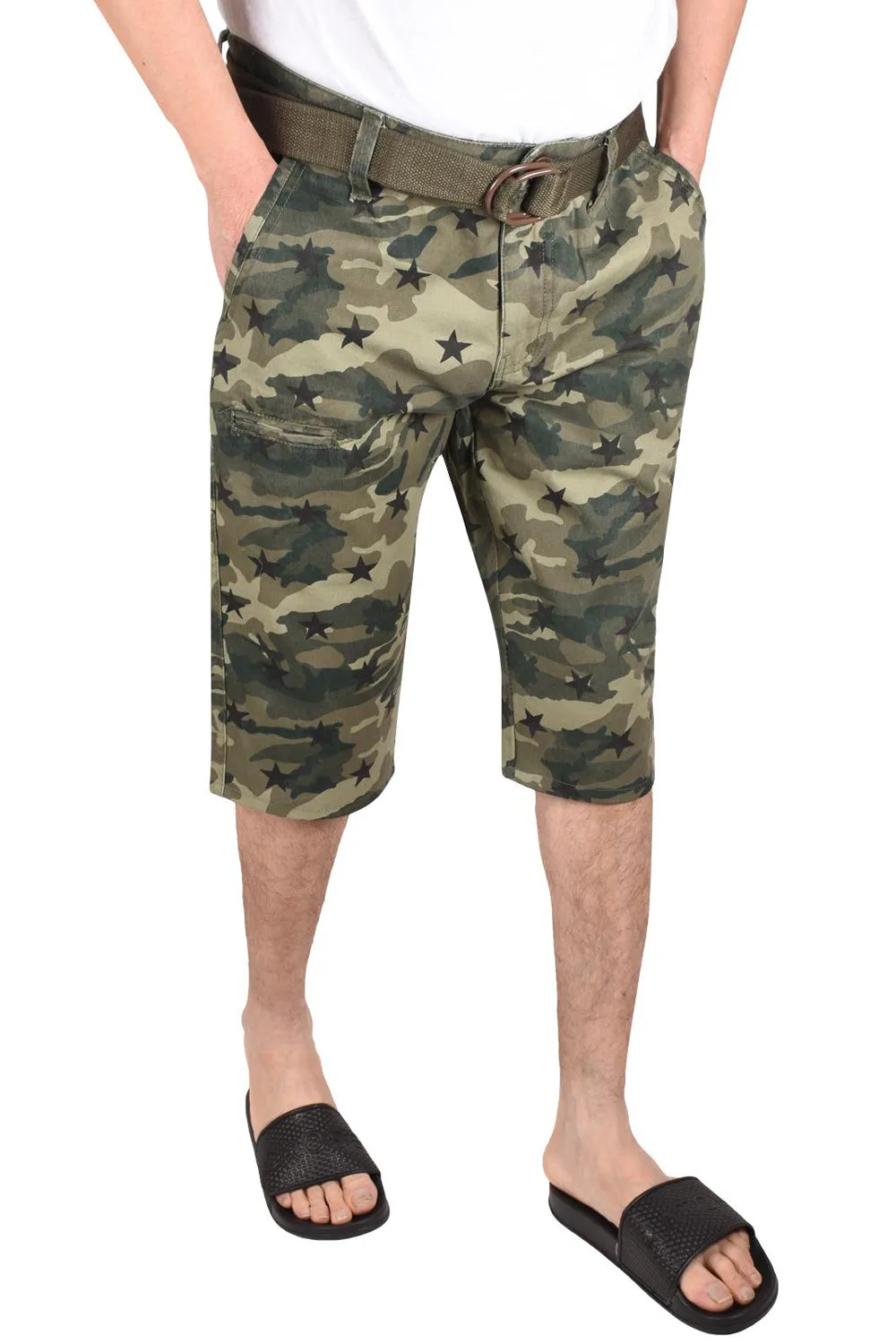 Mens Camouflage Shorts With Belt