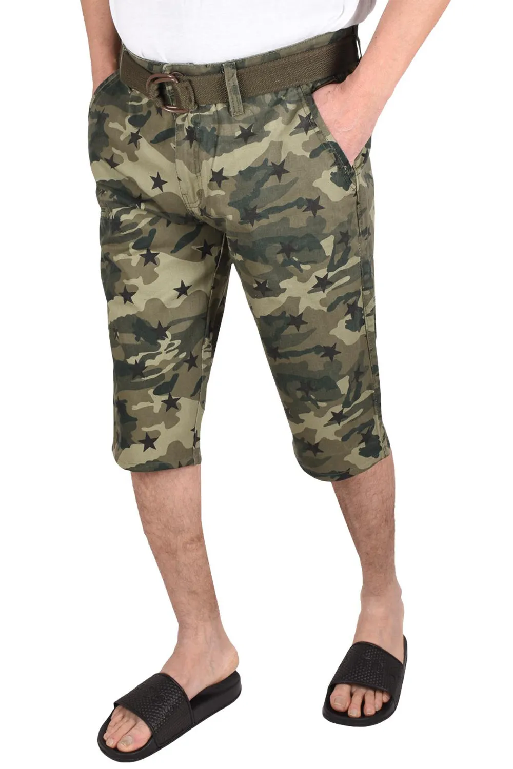 Mens Camouflage Shorts With Belt