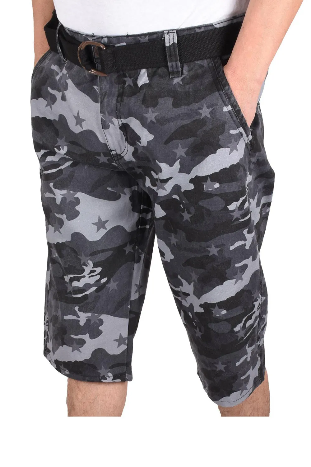 Mens Camouflage Shorts With Belt