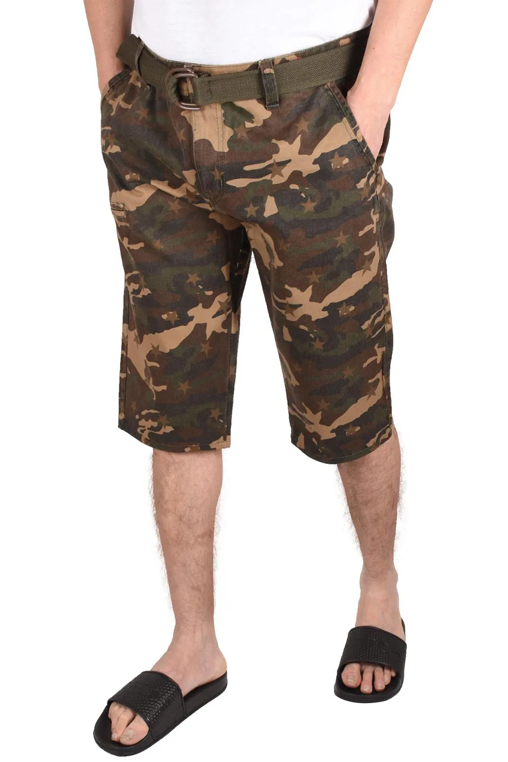 Mens Camouflage Shorts With Belt