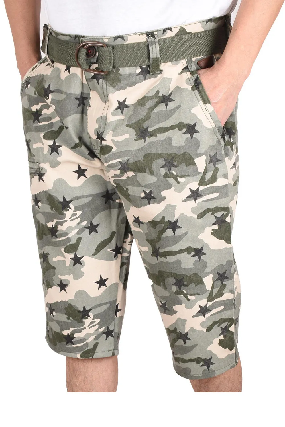 Mens Camouflage Shorts With Belt