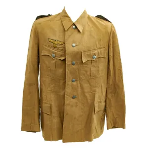 Original German WWII M42 Kriegsgmarine Coastal Artillery Khaki Herringbone Twill Artilleristmaat Uniform Jacket