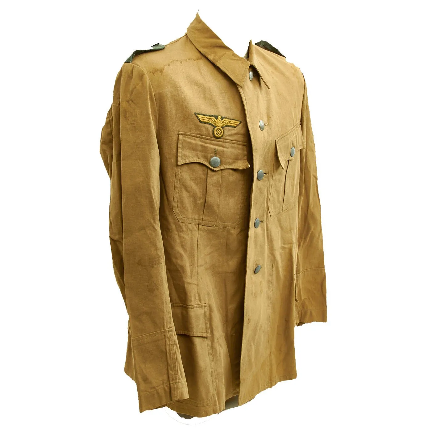 Original German WWII M42 Kriegsgmarine Coastal Artillery Khaki Herringbone Twill Artilleristmaat Uniform Jacket