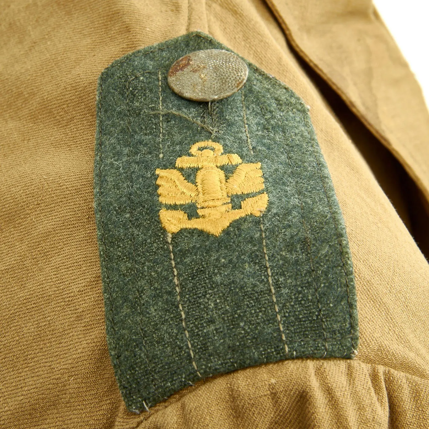 Original German WWII M42 Kriegsgmarine Coastal Artillery Khaki Herringbone Twill Artilleristmaat Uniform Jacket