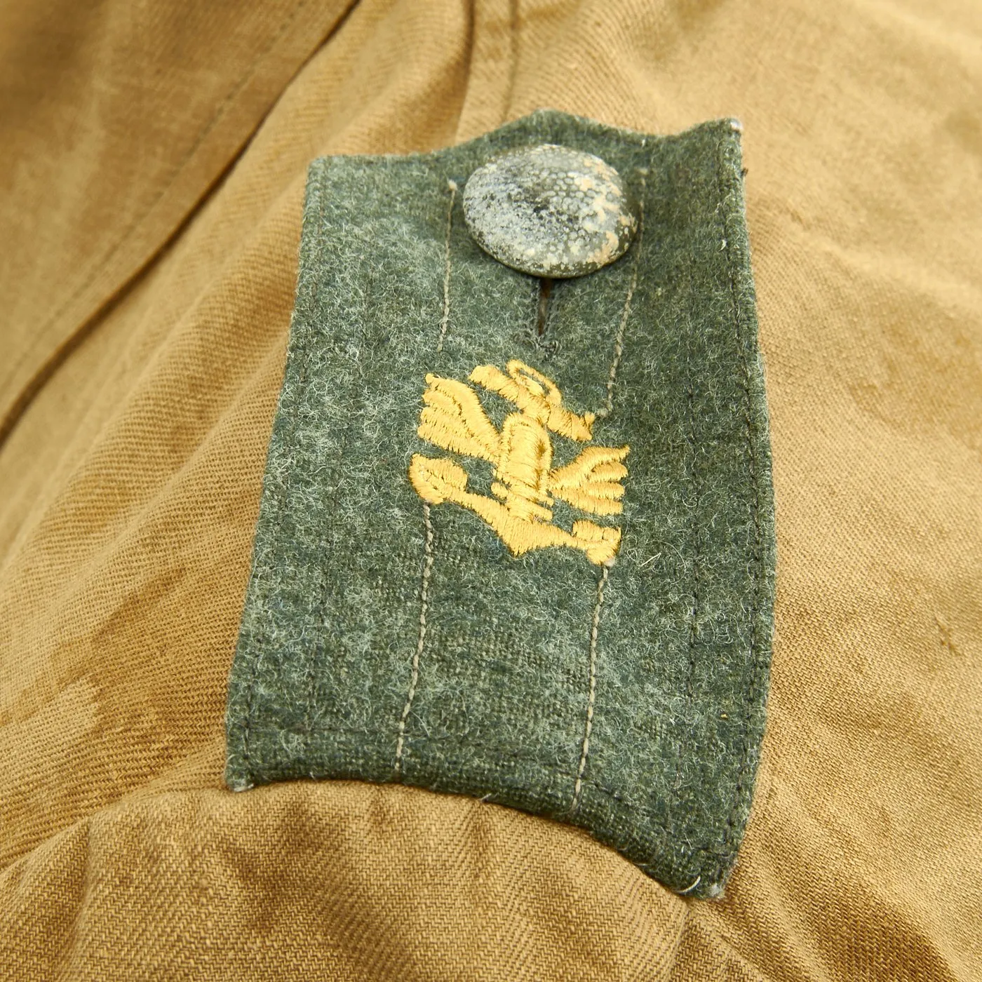 Original German WWII M42 Kriegsgmarine Coastal Artillery Khaki Herringbone Twill Artilleristmaat Uniform Jacket