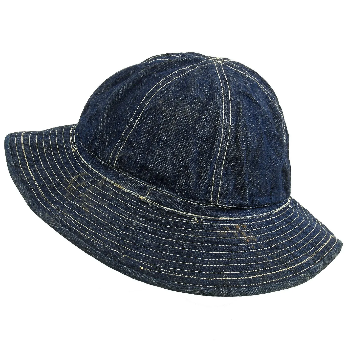 Original WWII U.S. Army Daisy Mae Blue Denim Fatigue Work Hat - Size 7 5/8