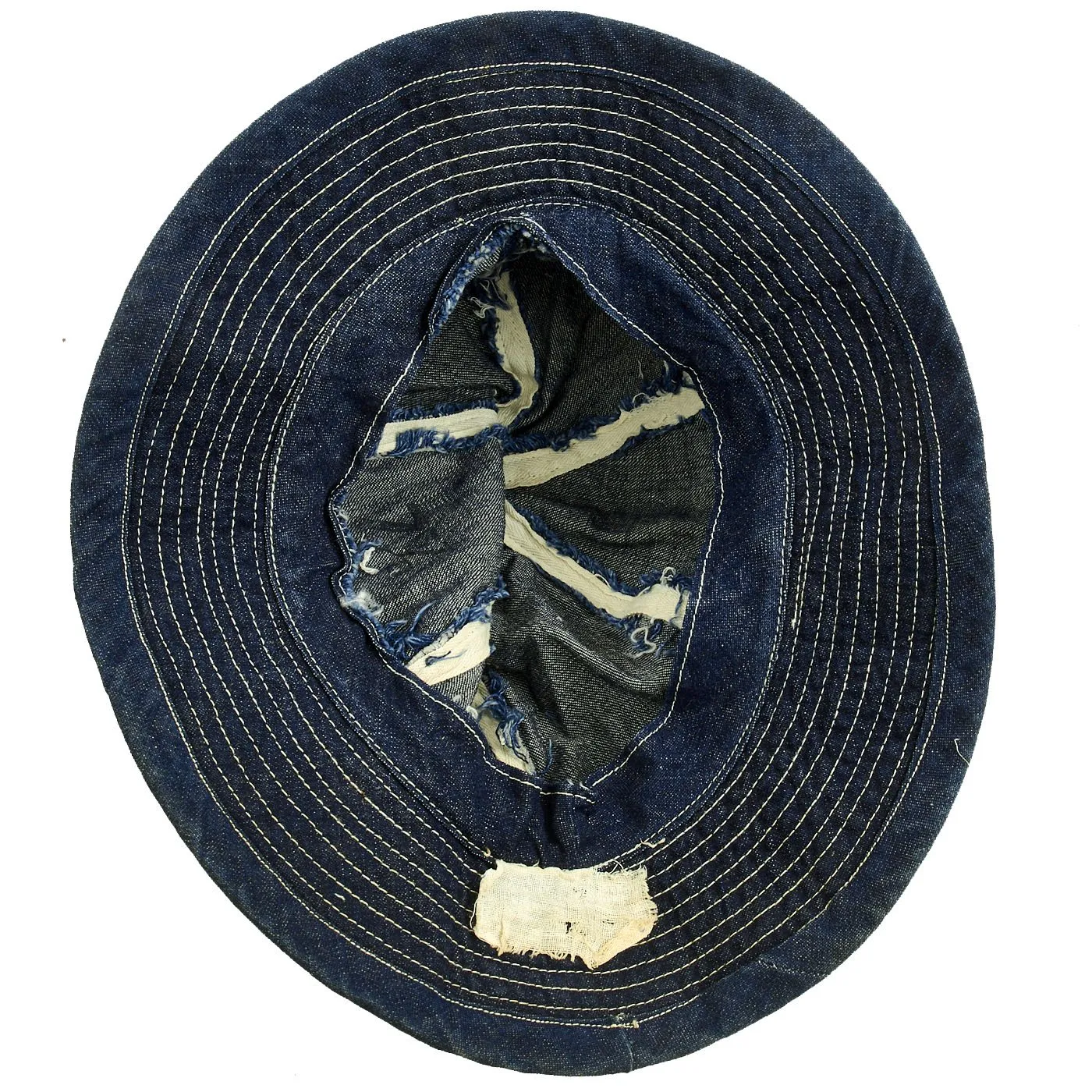 Original WWII U.S. Army Daisy Mae Blue Denim Fatigue Work Hat - Size 7 5/8