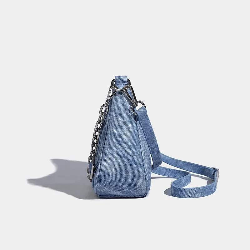 Pre Order:  Denim Crossbody Chain Strap Handbag