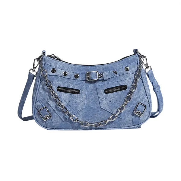 Pre Order:  Denim Crossbody Chain Strap Handbag