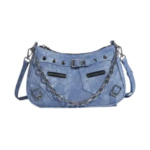 Pre Order:  Denim Crossbody Chain Strap Handbag