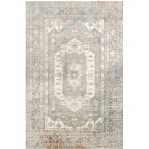 Soft Low Pile Grey Rustic Blue Oriental Living Room Rug