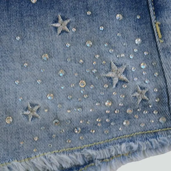 Star & Rhinestone Denim Shorts