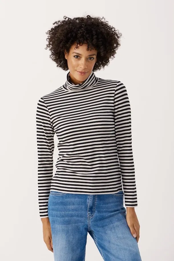 The Efinas Striped Turtleneck by Part Two - Black